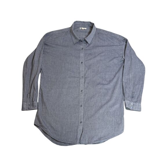 Eileen Fisher Tops - Eileen Fisher Women’s Chambray 100% Cotton Button Back Tunic Shirt Size M Luxe